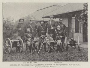 Officers of the Niger Coast Protectorate Force at Headquarters, Old Calabar by English Photographer