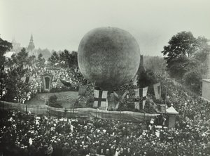 Poplar Recreation Ground: Crowds Watch a Hot Air Balloon, 1892 by English Photographer