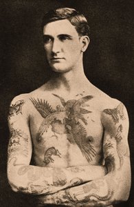 Portrait of a Man Tattooed by Sutherland MacDonald by English Photographer
