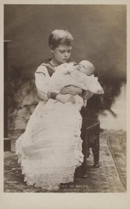 Prince Edward of Wales, nursing his baby brother George by English Photographer