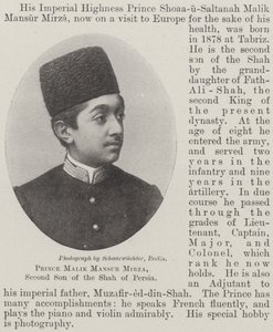 Prince Malik Mansur Mirza, Second Son of the Shah of Persia