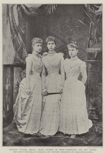 Princess Victoria Melita, Grand Duchess of Hesse-Darmstadt, and her Sisters, the Crown Princess of Romania and Princess Alexandra of Saxe-Coburg-Gotha by English Photographer
