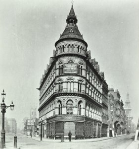 Queen Victoria Street, Mansion House Street corner of Poultry and Queen Victoria Street, London, 1880