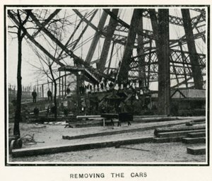 Removing the Great Wheel at Earls Court, London; Removing the Cars; From The Sphere, 13 April 1907