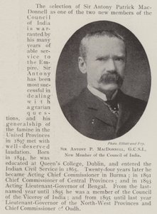 Sir Antony P MacDonnell, GCSI, New Member of the Council of India