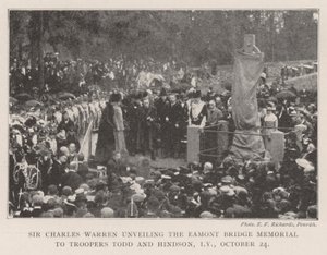 Sir Charles Warren unveiling the Eamont Bridge Memorial to Troopers Tood and Hindson, Imperial Yeomanry, 24 October