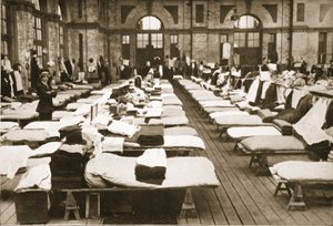 Sleeping Accommodation: The Small Hall, Alexandra Palace, illustration from German Prisoners in Great Britain by English Photographer