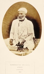 Suroosatee Brahmin, Hindoo, Lahore, from The People of India, by J. Forbes Watson, published 1868 by English Photographer