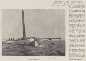 The America Cup Defender Constitution, after the Accident similar to that sustained by Shamrock II