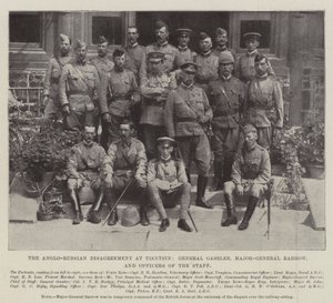 The Anglo-Russian Disagreement at Tientsin, General Gaselee, Major-General Barrow, and Officers of the Staff by English Photographer
