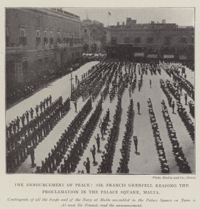 The Announcement of Peace, Sir Francis Grenfell reading the Proclamation in the Palace Square, Malta by English Photographer