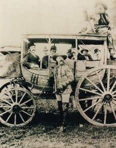 The Deadwood stagecoach in London - Buffalo Bill standing, John Nelson in the box
