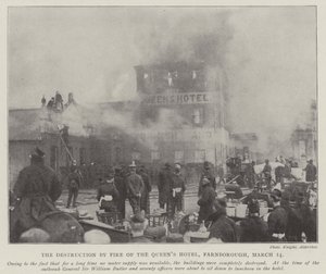 The Destruction by Fire of the Queens Hotel, Farnborough, 14 March by English Photographer
