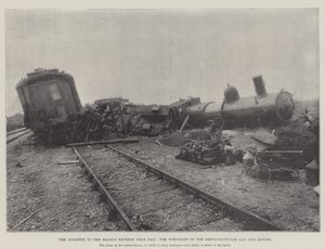 The Disaster to the Madrid Express near Dax, the Wreckage of the Restaurant-Car and the Engine by English Photographer