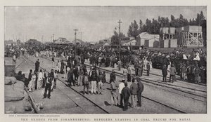 The Exodus from Johannesburg, Refugees leaving in Coal Trucks for Natal by English Photographer