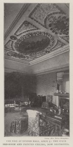 The Fire at Euston Hall, 5 April, the State Bedroom and Painted Ceiling, Now Destroyed