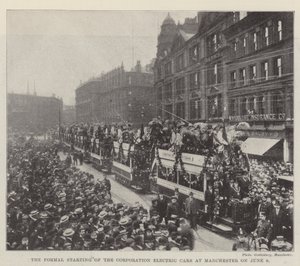 The Formal Starting of the Corporation Electric Cars at Manchester on 6 June by English Photographer