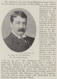 The Honourable W D Schreiner, the New Cape Premier by English Photographer