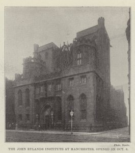 The John Rylands Institute at Manchester, opened on 6 October by English Photographer