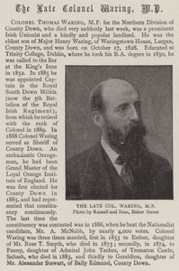 The Late Colonel Waring, MP by English Photographer