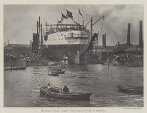 The Launch of HMS Albion, the Vessel on the Slip at Blackwall by English Photographer