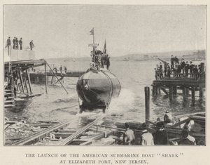 The Launch of the American Submarine Boat Shark at Elizabeth Port, New Jersey