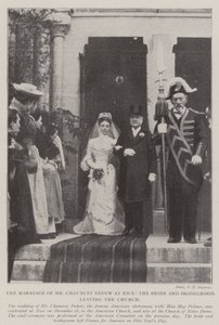 The Marriage of Mr Chauncey Depew at Nice, the Bride and Bridegroom leaving the Church by English Photographer