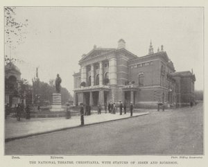 The National Theatre, Christiania, with Statues of Ibsen and Bjornson by English Photographer