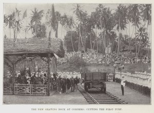 The New Graving Dock at Colombo, Cutting the First Turf by English Photographer