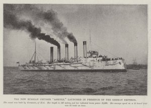 The New Russian Cruiser Askold, launched in Presence of the German Emperor by English Photographer
