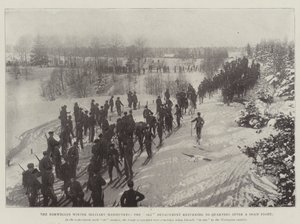 The Norwegian Winter Military Manoeuvres, the Ski Detachment returning to Quarters after a Sham Fight by English Photographer