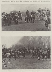 The Prince and Princess of Wales at Badminton, with the Beaufort Hounds, 4 March