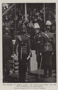 The Prince of Wales laying the Foundation-Stone of the New Barracks at Winchester by English Photographer