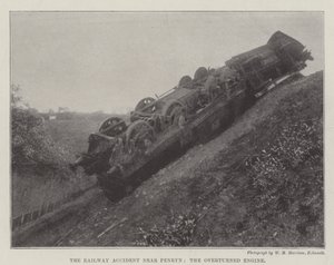 The Railway Accident near Penryn, the Overturned Engine by English Photographer