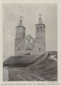 The Reculvers, or Sister Towers, Herne Bay, Threatened with Destruction by English Photographer