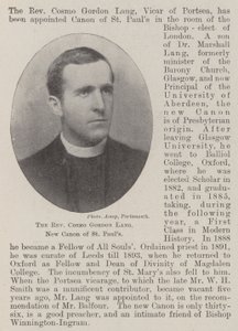The Reverend Cosmo Gordon Lang, New Canon of St Pauls by English Photographer
