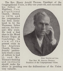 The Reverend H Arnold Thomas, President of the Congregational Union by English Photographer