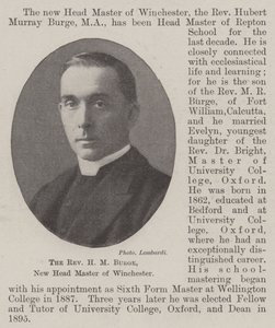 The Reverend H M Burge, New Head Master of Winchester by English Photographer