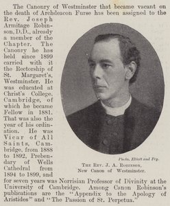 The Reverend J A Robinson, New Canon of Westminster by English Photographer