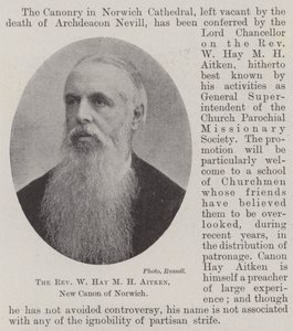 The Reverend W Hay M H Aitken, New Canon of Norwich by English Photographer