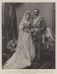 The Royal Marriage at Coburg, Prince Ernest of Hohenlohe-Langenburg and his Bride, Princess Alexandra, in her Wedding Dress by English Photographer