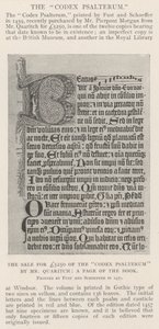 The Sale for £5250 of the Codex Psalterum by Mr Quaritch, a Page of the Book by English Photographer