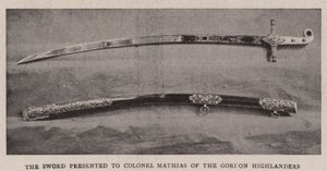 The Sword Presented to Colonel Mathias of the Gordon Highlanders by English Photographer