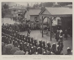 The Visit of Lord Kitchener to the King, the Arrival of the General at Ballater Station by English Photographer