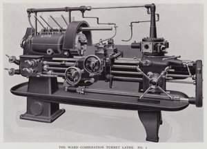 The Ward Combination Turret Lathe (black and white photo) by English Photographer