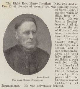 The Late Bishop Cheetham by English Photographer