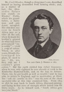 The late Cecil J Rhodes in 1867 by English Photographer