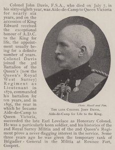 The late Colonel John Davis, Aide-de-Camp for Life to the King by English Photographer