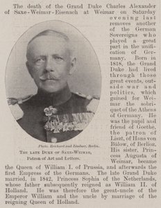 The late Duke of Saxe-Weimar, Patron of Art and Letters by English Photographer