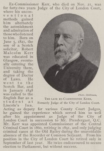 The late Ex-Commissioner Kerr, Formerly Judge of the City of London Court by English Photographer